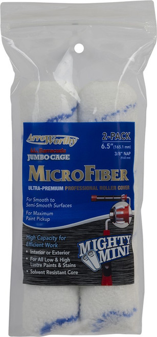 ArroWorthy 6.5-MFR3T/P 6-1/2" x 3/8" Nap Microfiber Mini Roller Covers (2pk)