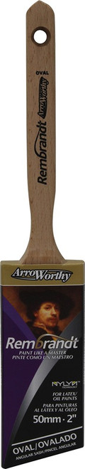 ArroWorthy 6420 2" Rembrandt NYLYN Polyester Semi-Oval Angle Sash Paint Brush