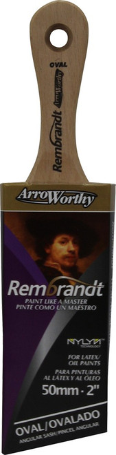 ArroWorthy 6488 2" Rembrandt NYLYN Polyester Semi-Oval Tiny Trimmer Angle Sash Paint Brush