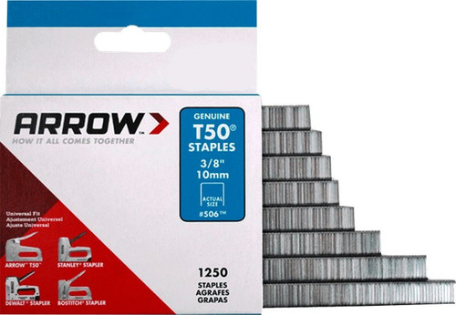 Arrow Fastener 506 3/8" 10mm T50 Staples (1,250pk)