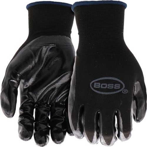 Boss B31191-M Med Grip Black Nitrile Coated Work Glove Coated for Optimal Grip