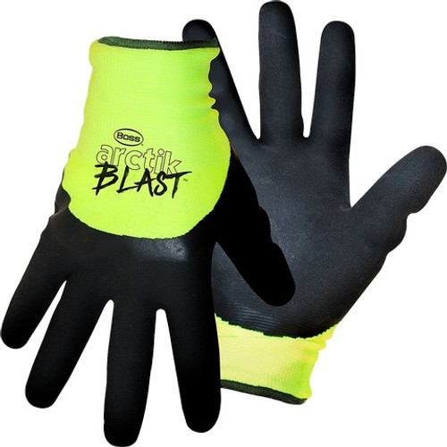 Boss B31282-L Lrg High-Vis Polyester Knit Work Glove w/Latex Palm