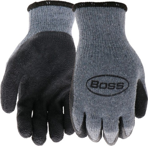 Boss B32041-M Med Grip Gray Textured Latex Coated Work Glove w/Polyester Shell