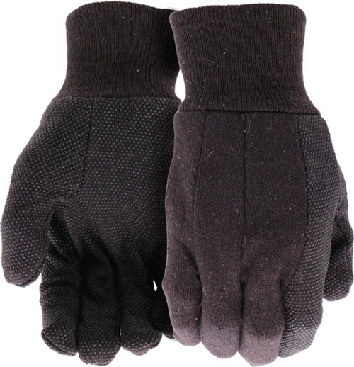 Boss B61021-L Lrg Brown Jersey Work Glove w/PVC Dotted Palms