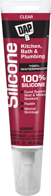 DAP 00751 2.8oz Clear 100% Silicone Kitchen & Bath Sealant