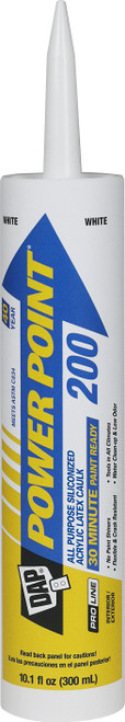 DAP 18750 10oz White Power Point 200 Elastomeric Acrylic Latex Caulk w/Silicone