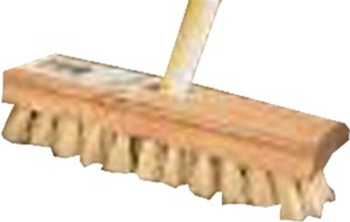 DQB 11932 7-3/4" x 1" Trim Poly Bristle Linoleum Scrub Brush w/48" Handle