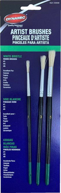 Dynamic 00009 3pc Round White Bristle Artist Brush Set