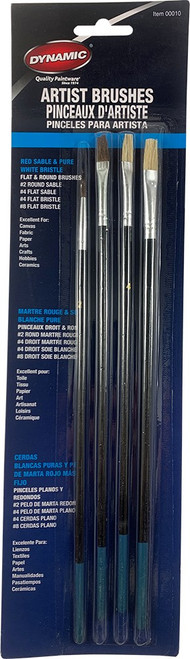 Dynamic 00010 4pc Red Sable & White Bristle Artist Brush Set