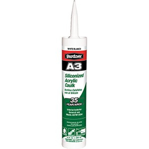 Gardner Gibson 3019-1-61 10oz White A3 Siliconized 35 Year Acrylic Sealant
