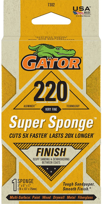 Gator 7302 220 Grit 3" x 5" x 1" Super Sponge Finish