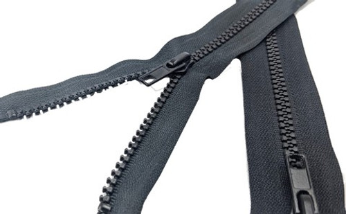 Merit 21082 #21 #10 Black 3/4"W x 108"L Molded Plastic Marine Grade Plastic Double Pull Zipper