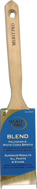 Merit Pro 00038 2" White China Bristle Polyester Angle Sash Brush