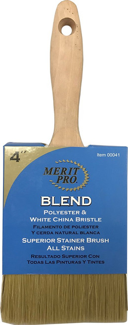 Merit Pro 00041 4" White China Bristle Polyester Stainer Brush