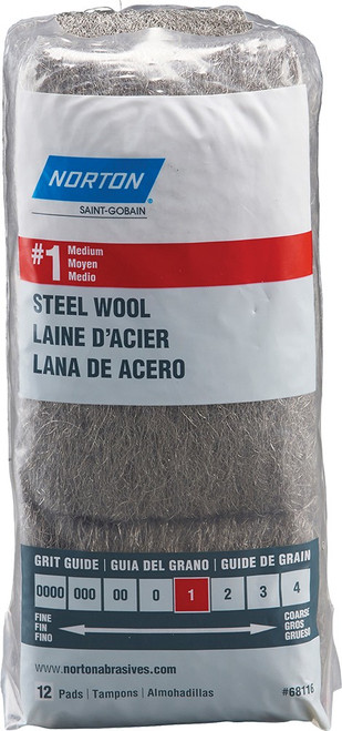 Norton 68116 Steel Wool 1 Med (12pk)