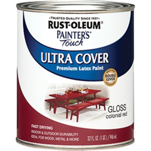 Rust-Oleum 1964502 qt Gloss Colonial Red Ultra Cover Painters Touch Paint