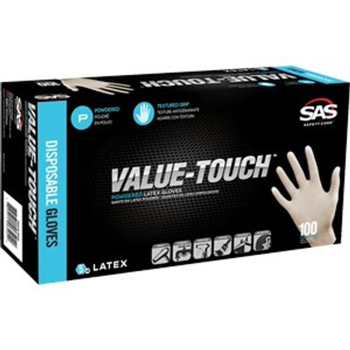 SAS 6594 XL 5mil Value-Touch Latex Disposable Gloves Powdered (100Pk)