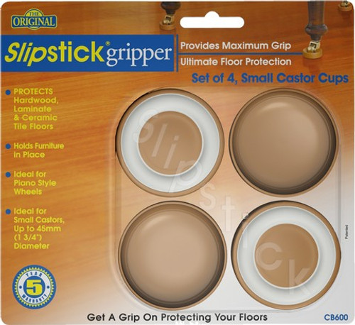 Slipstick CB600 1-3/4" Castor Cup Gripper Round - Concave Bottom 4Pk
