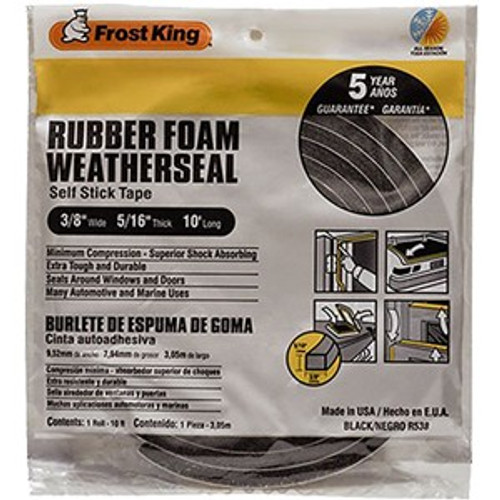 Thermwell R538H F.K. 3/8" x 5/16" x 10' Black Foam Tape