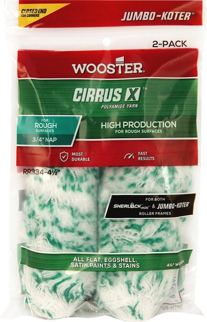 Wooster RR334 4-1/2" x 3/4" Cirrus X Closed-End Jumbo-Koter Mini Roller (2pk)