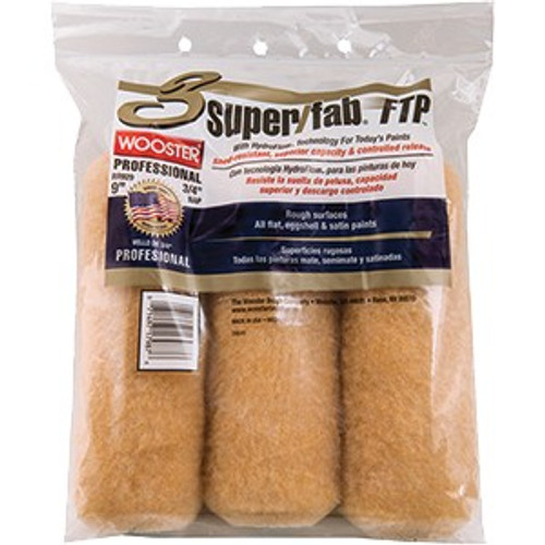 Wooster RR929 9" Super/fab Ftp 3/4" Nap Roller Cover 3PK