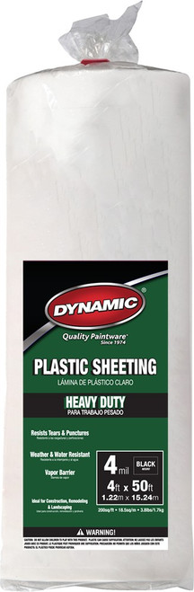 Dynamic 00104 4' x 50' 4mil Black Plastic Sheeting Dynamic 00104 4' x 50' 4mil Black Plastic Sheeting