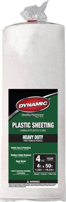 Dynamic 00105 4' x 50' 4mil Clear Plastic Sheeting Dynamic 00105 4' x 50' 4mil Clear Plastic Sheeting