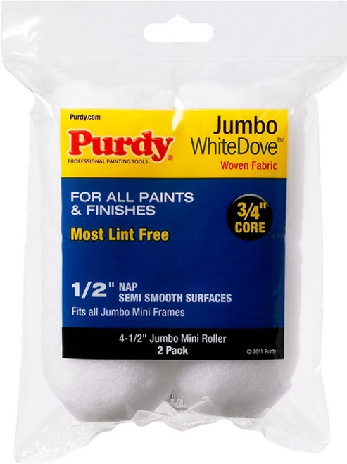 Purdy 140624013 4.5" x 1/2" Nap Jumbo White DoveMini Roller (2pk)
