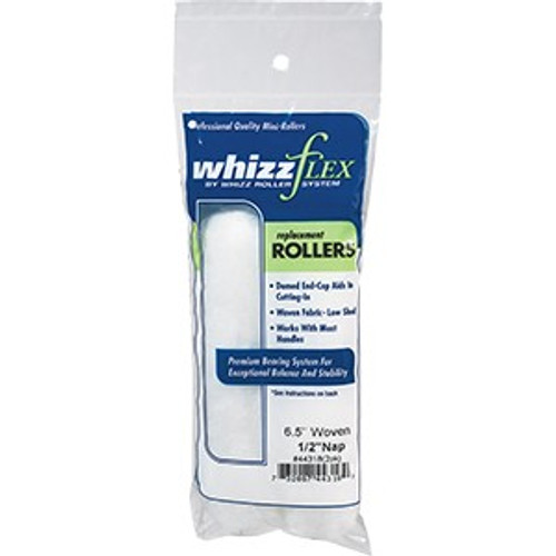 Whizz 44318 6-1/2" White Whizzflex Woven 1/2" Nap Mini Roller 2Pk