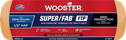 Wooster RR924 9 x 1/2 Nap Super/Fab FTP Roller Cover