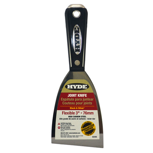 3" Hyde 2355 Black & Silver High Carbon Steel Flexible Joint Knife, w/ Hammer Head End - Case of 5