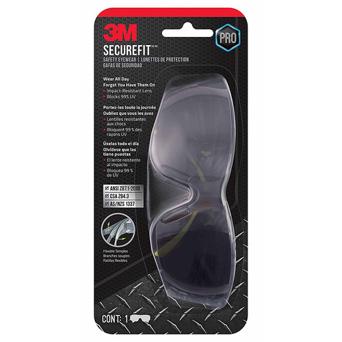 3M SF400G-WV-6 Gray Tint Lens Tekk Protection Indoor/Outdoor Secure Fit Safety Eyewear, Scratch & Impact Resistant, Anti-Fog Lens - Case of 6