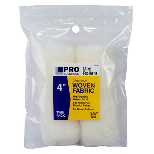 4" x 3/4" Nap Pro Solutions 41434 White Signature, White Woven Mini-Roller Cover, 2-Pack