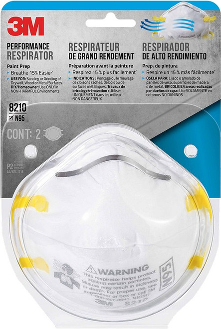 3M 8210PA1-W Paint Sanding Respirator Wing Display (2pk)