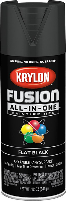 Krylon K02728007 12oz Flat Black Fusion All-In-One Spray Paint