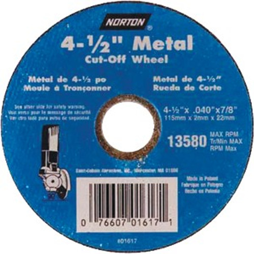 Norton 01617 4-1/2" Right Angle Metal Cutoff Blade Bulk - UPC (25/pk)