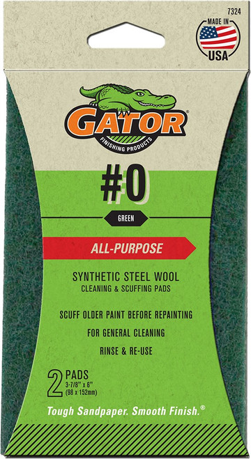 Gator 7324 3-7/8" x 6" #0 Green Synthetic Steel Wool Scuff Pads (2pk)