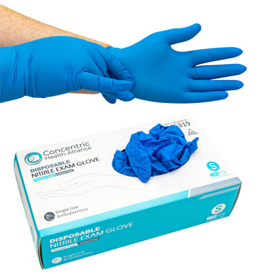 Huayuan Nitrile Exam Glove Small Blue Latex-Free Ambidextrous