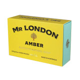 Wavertree & London Mr London Amber Soap Bar - 10oz (280g), packaging with a yellow and turquoise box featuring a tree illustration and product details, for superior bathing experience.
