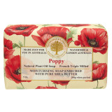 Wavertree & London Poppy Soap Bar, 200 gm, with floral poppy design and detailed label highlighting natural ingredients and moisturizing benefits. Wavertree & London Poppy Soap Bar, 200 gm, with floral poppy design and detailed label highlighting natural ingredients and moisturizing benefits.