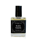 Ollie + Max Black Magick Perfume Oil - 1/2 oz., black label with white ornate design and product details.