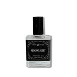 Ollie + Max Moonlight Perfume Oil - 1/2 oz., clear glass bottle with black label and cap, containing fragrance oil.