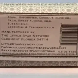 Great Meadow Arabian Sandalwood Luxurious Bath & Body Bar - 5 oz., close-up of product label with ingredients and manufacturing details.