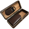 Black Leather 3 Cigar Folding Case