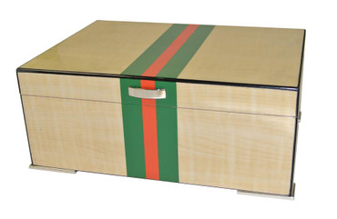 75 Count Red and Green Striped Humidor