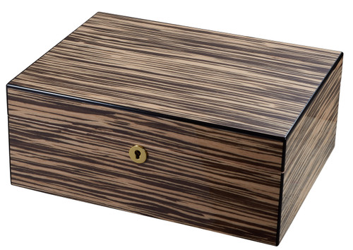 Warrick Polished Zebrawood Locking Humidor