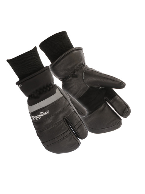 Insulated 3-finger leather mitts