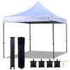 10'x10' D Model White w Silver Coating - Pop Up Canopy Tent EZ  Instant Shelter w Wheel Bag + Sand Bags