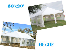 PE Frame Party Tent - White - 30'x20', 40'x20' PE Frame Party Tent - White - 30'x20', 40'x20'