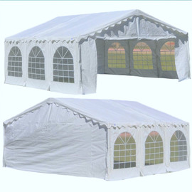 20'x20' Budget PE Party Tent with (2) Short Bags and (1) Long Bag  White